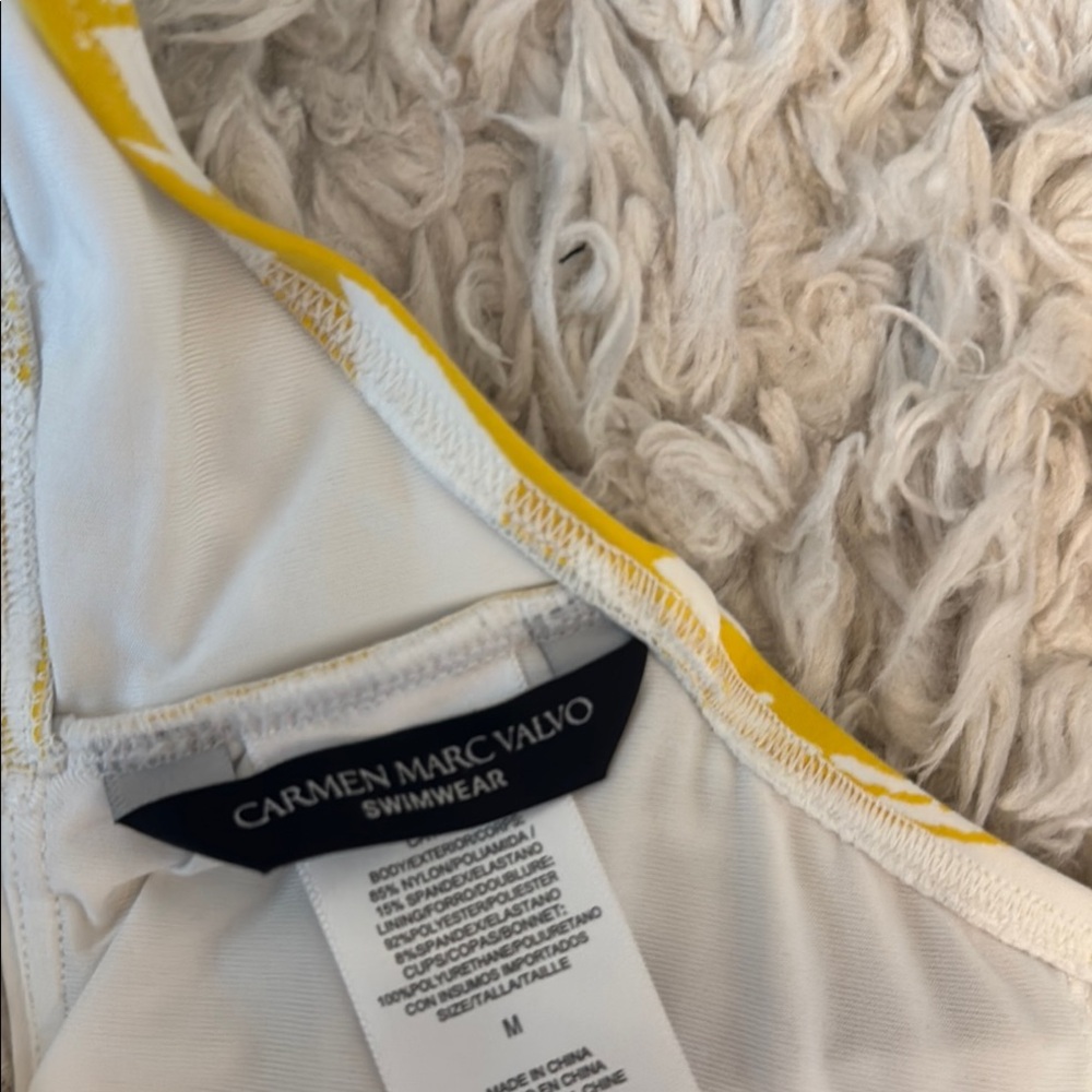 Carmen Marc Valvo Geometric Yellow and White Bikini - Picture 10 of 14
